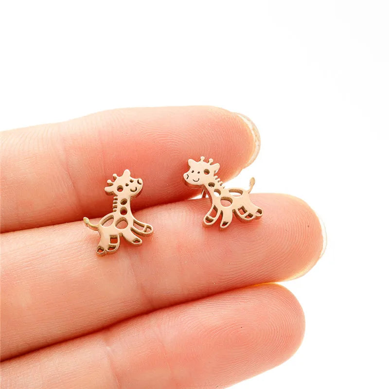 Small Giraffe Earrings Stainless Steel