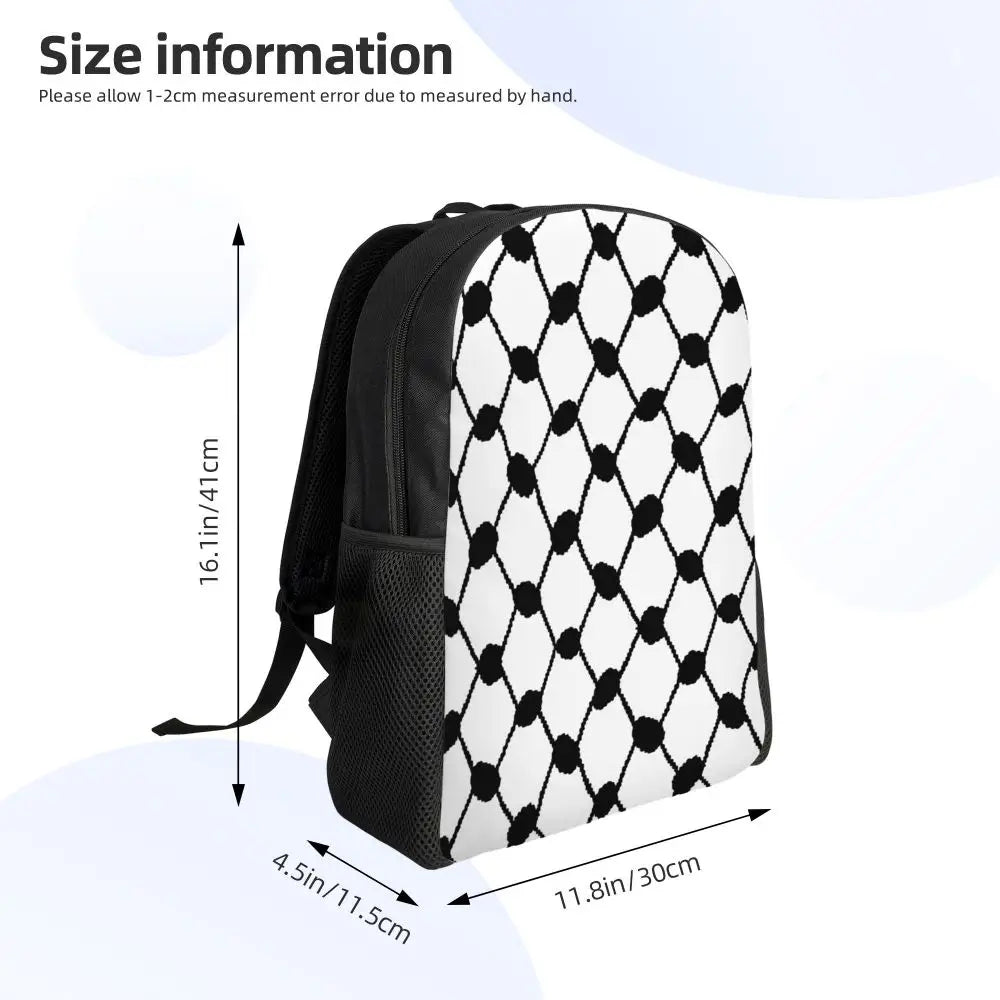 Custom Palestinians Keffiyeh Pattern Backpacks for Women Men Water Resistant