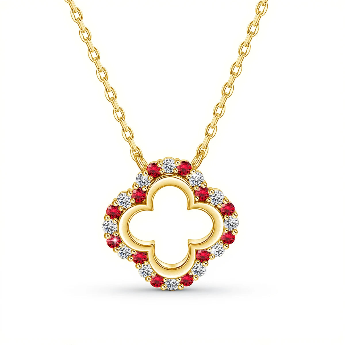 Elegant Moissanite Clover Pendant – Gold Plated