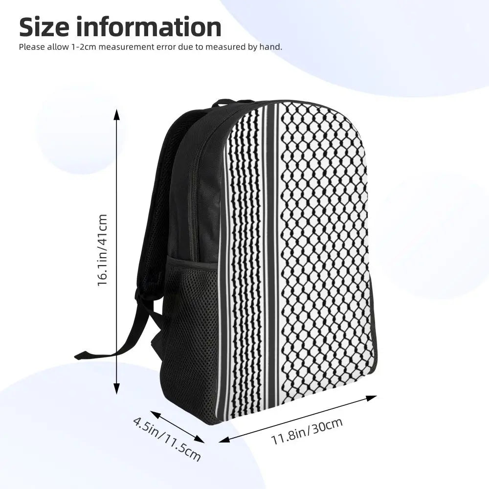 Custom Palestinians Keffiyeh Pattern Backpacks for Women Men Water Resistant
