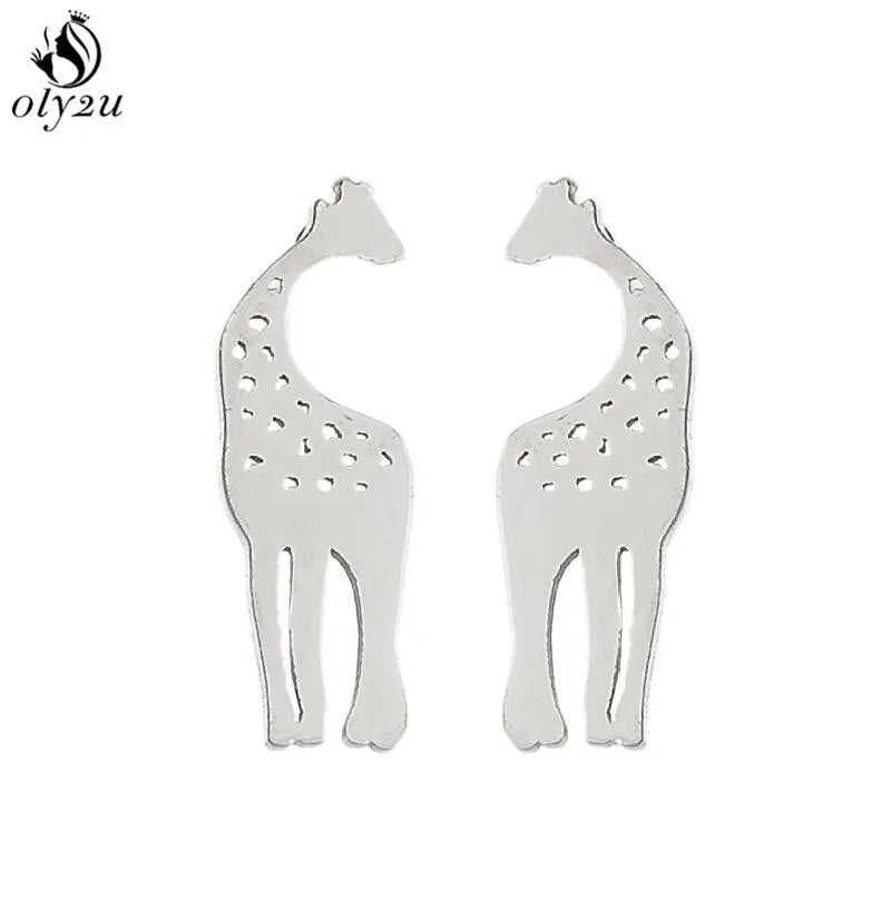 Small Giraffe Earrings Stainless Steel