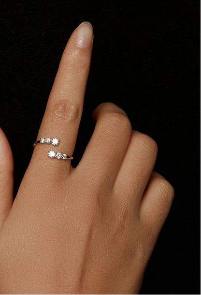 Novera Moissanite White Gold Plated Adjustable Ring 925 Sterling Silver