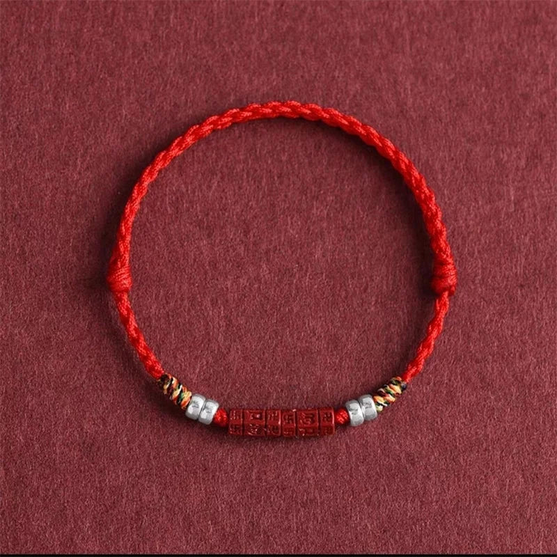 Handwoven Lucky Cinnabar Bangle