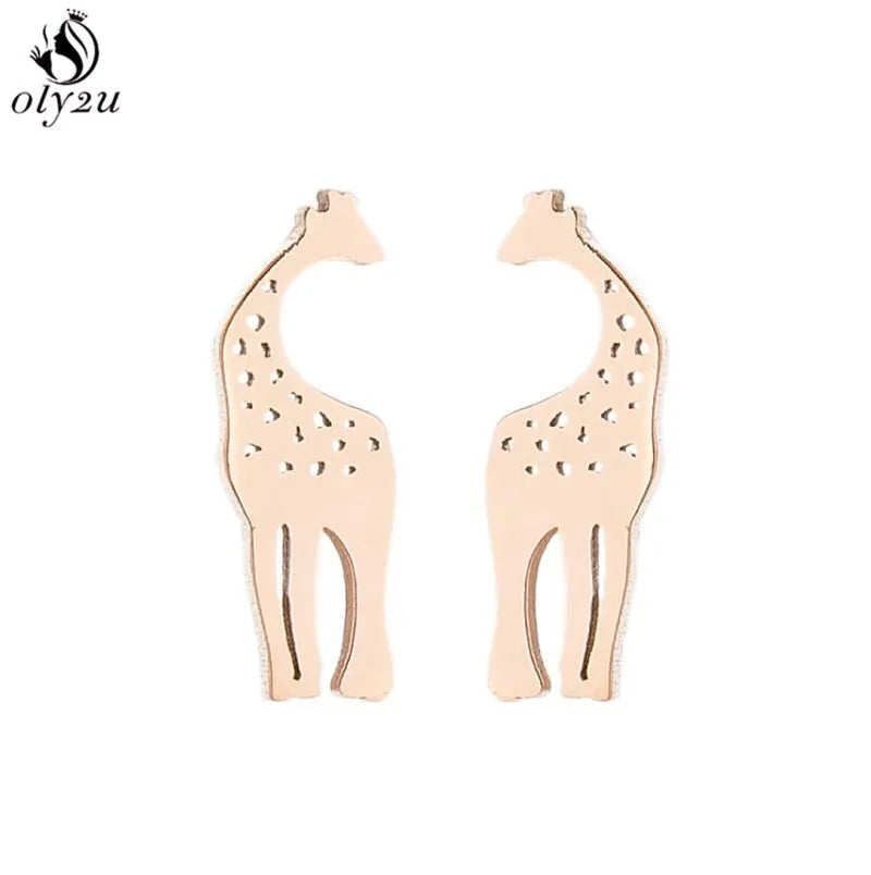 Small Giraffe Earrings Stainless Steel
