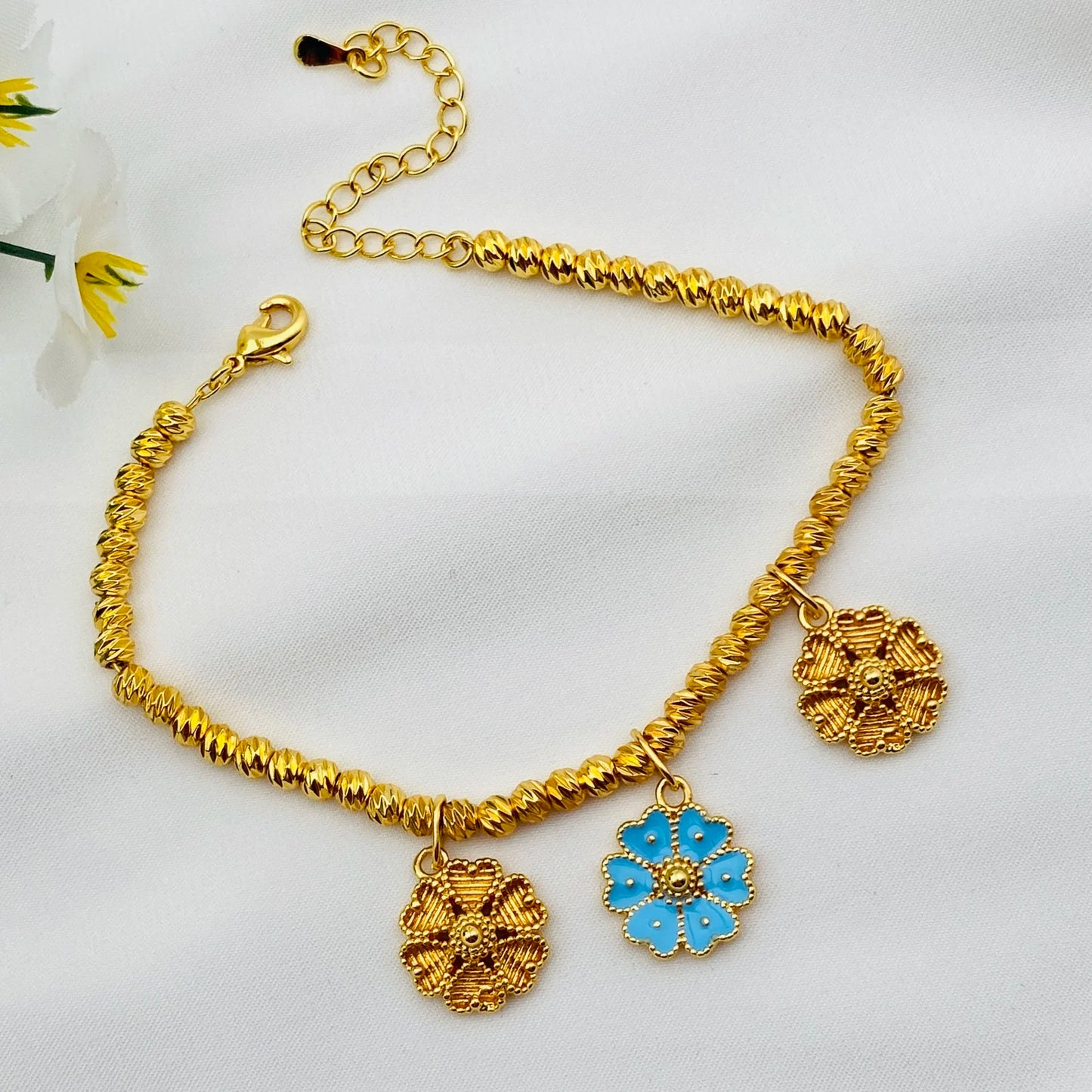 Flower Drop Oil Women Jewelry  Gold Plated Necklace Bracelet