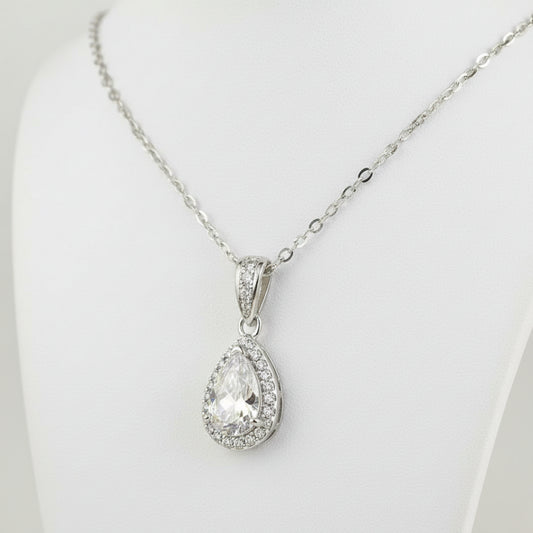The LustreDrop 1CT Pear Moissanite Necklace