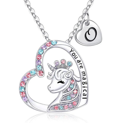 Letter Unicorn Necklace You Are Magical Horse Pendant Necklaces For Girls Birthday Gifts