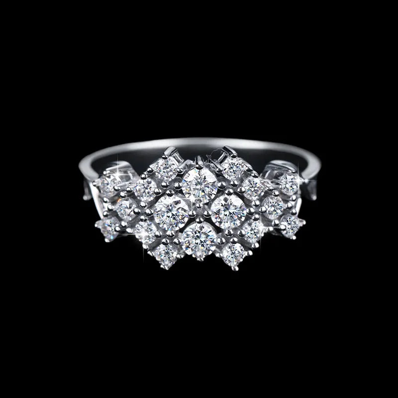 Luminous Harmony Moissanite 3-Piece Jewelry Set – 925 Silver Necklace, Ring &amp; Rhombus Earrings