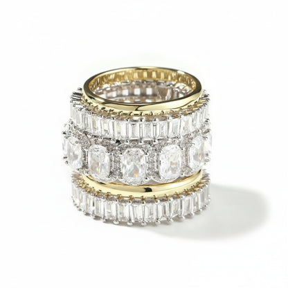 5-Piece Women’s Ice Out CZ Ring Set | 14K Gold Plated Bling Ring