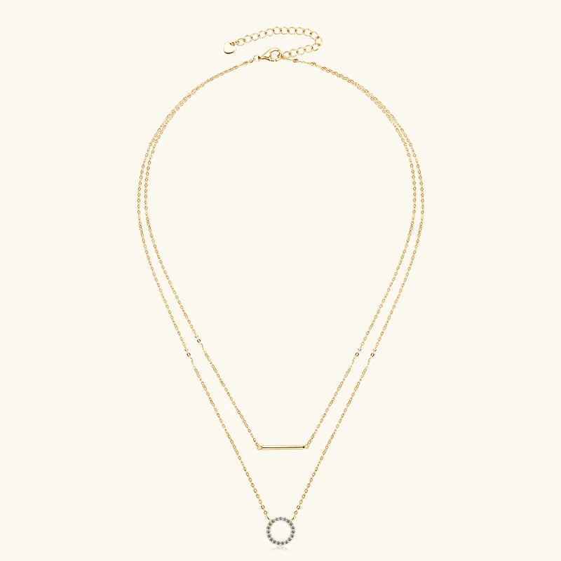 Lnngy Dazzling Double-Layer Moissanite Jewelry Set