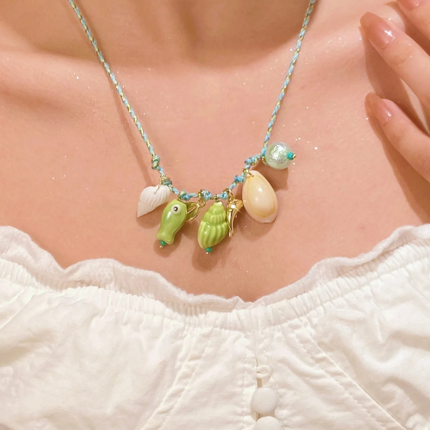 Summer Shell & Starfish Necklace for Kids Girls