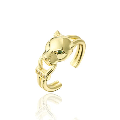 Golden Wild Leopard Statement Ring