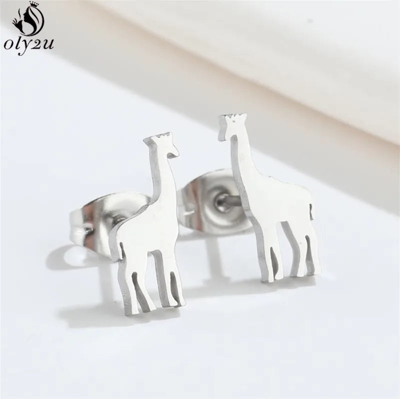 Small Giraffe Earrings Stainless Steel