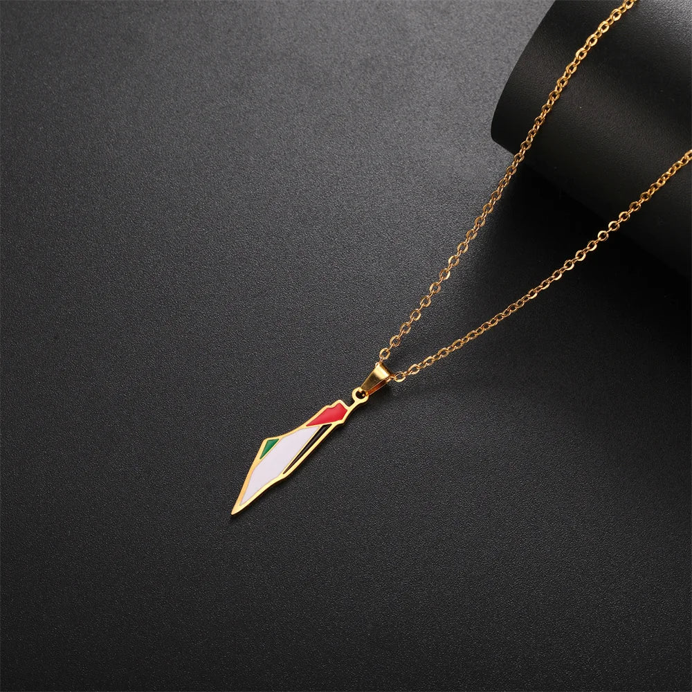 Palestine Map Flag Necklace