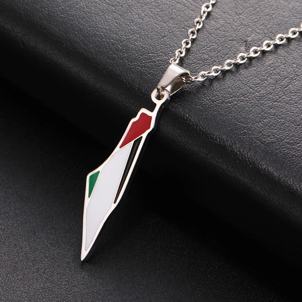 Palestine Map Flag Necklace