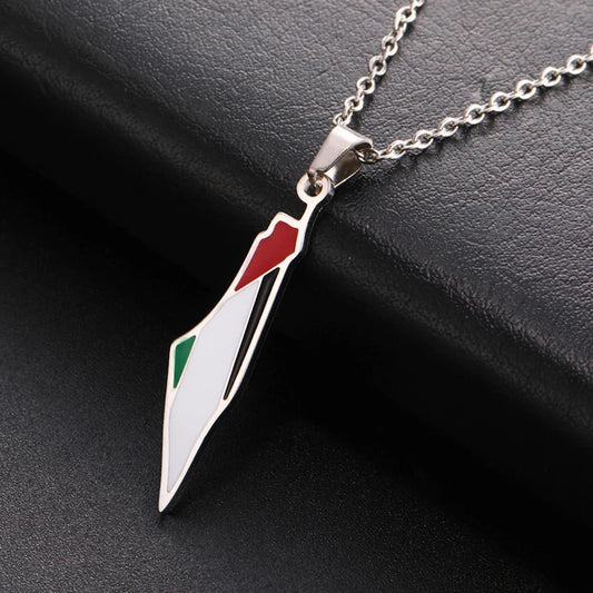 Palestine Map Flag Necklace