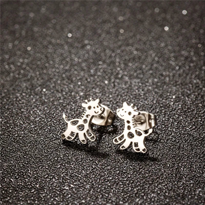 Small Giraffe Earrings Stainless Steel