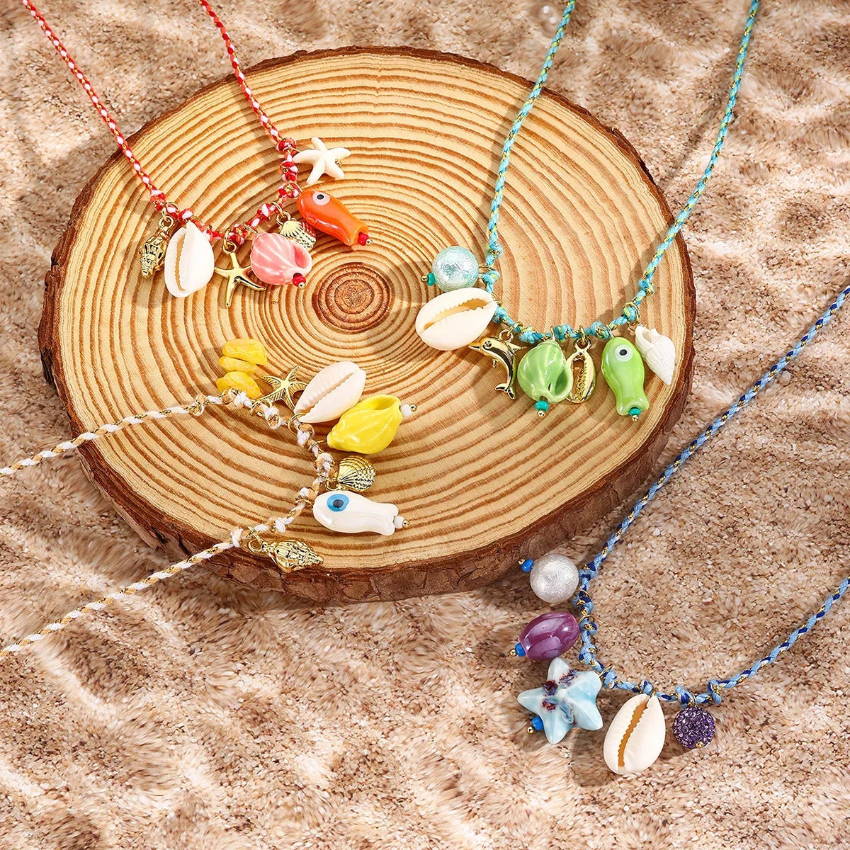 Summer Shell & Starfish Necklace for Kids Girls