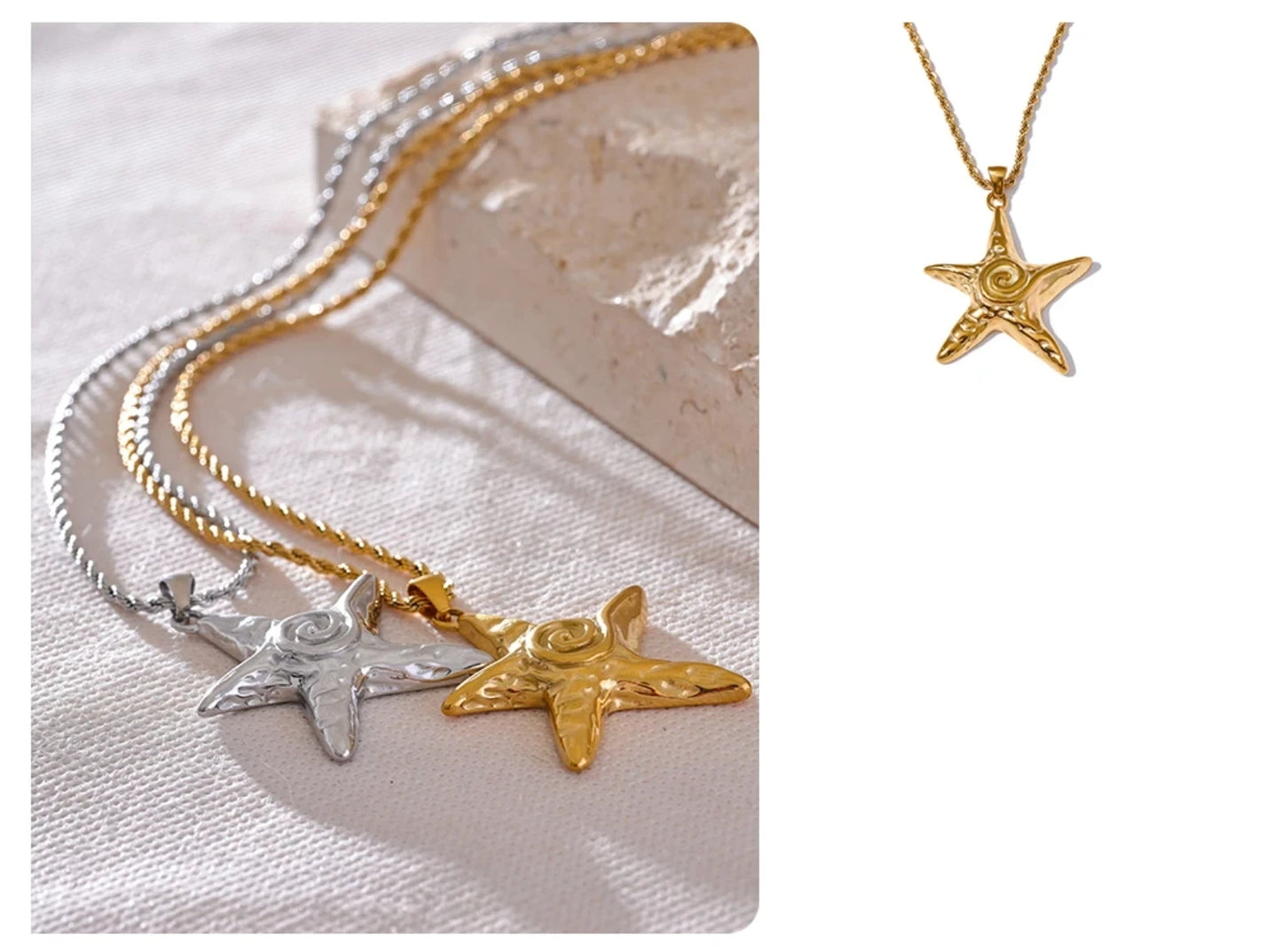 Stainless Steel Starfish CM Pendant Necklace