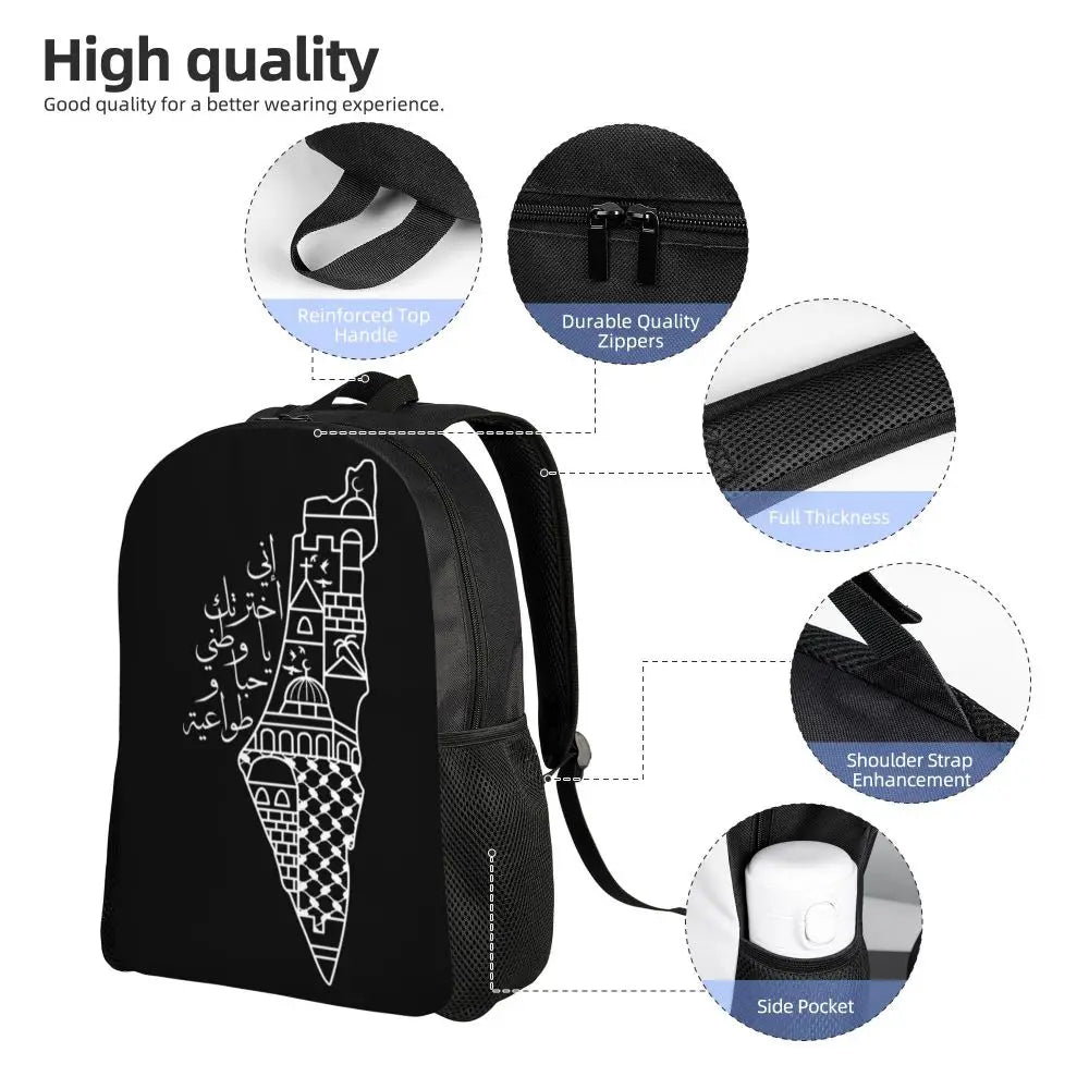 Custom Palestinians Keffiyeh Pattern Backpacks for Women Men Water Resistant