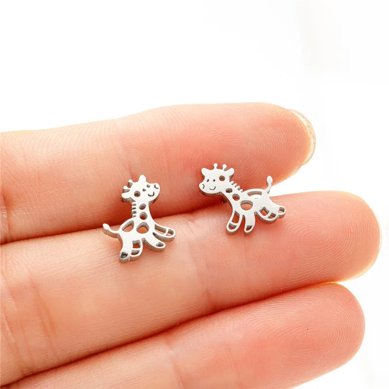 Small Giraffe Earrings Stainless Steel