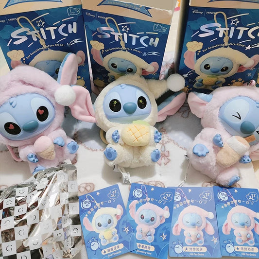 New Miniso Disney Stitch Eat, Sleep Series Vinyl Blind Box Pendant Cute Doll Mystery Box Toy Plush Doll Holiday Gift
