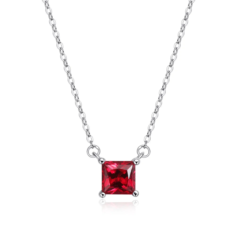 Emerald Grace 1CT Square Lab-Grown Emerald/Ruby Pendant Necklace