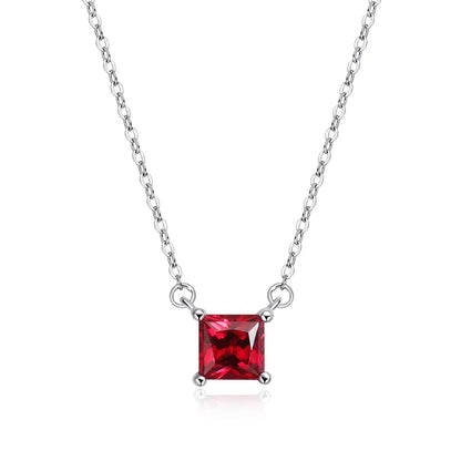 Emerald Grace 1CT Square Lab-Grown Emerald/Ruby Pendant Necklace