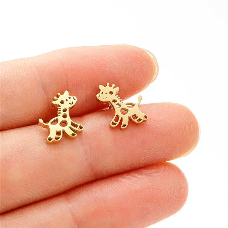 Small Giraffe Earrings Stainless Steel