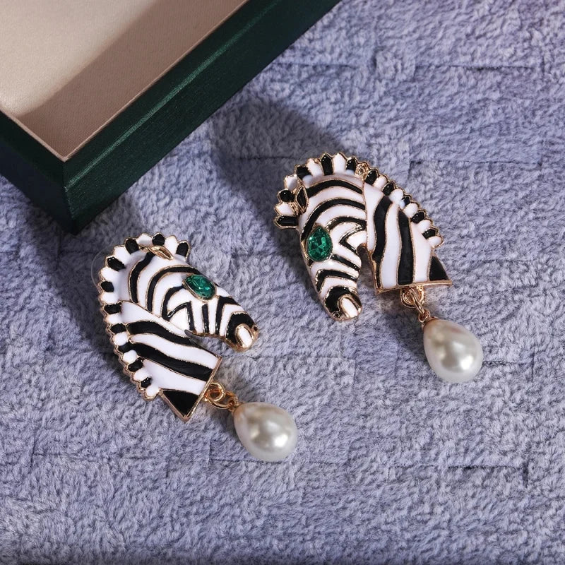 Novel Zebra Head Shape Drop Earrings Women