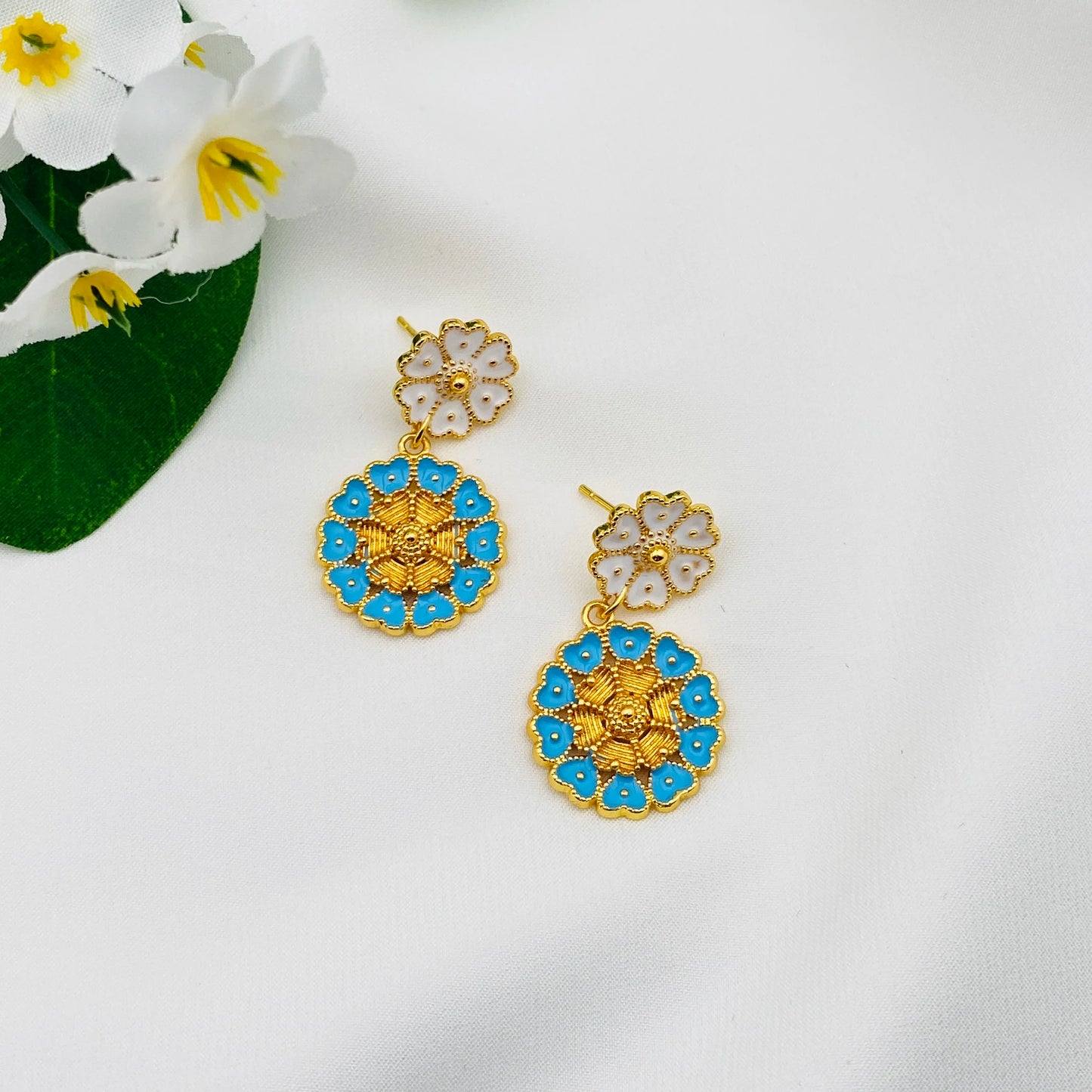 Flower Drop Oil Women Jewelry  Gold Plated Necklace Bracelet