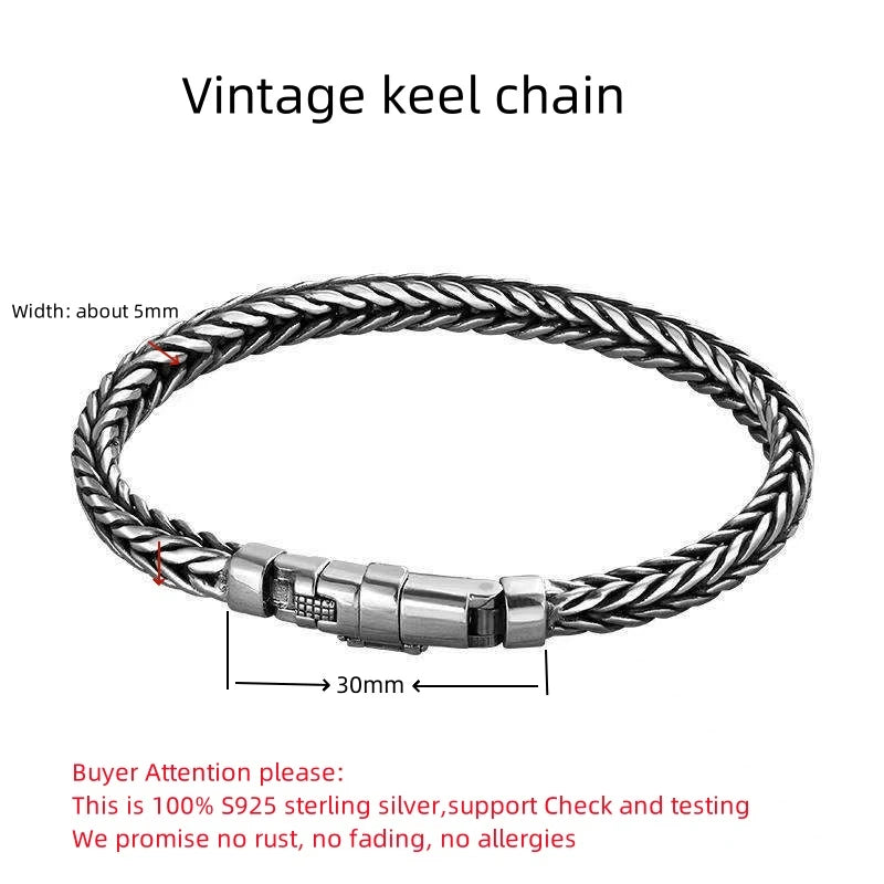 Men’s Retro Keel Bracelet – Pure Silver Power