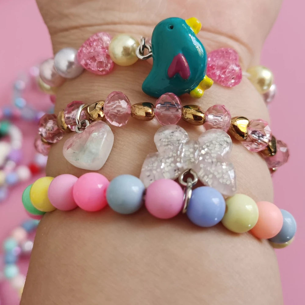 Cute Kids Bracelet Set – Unicorn & Hearts