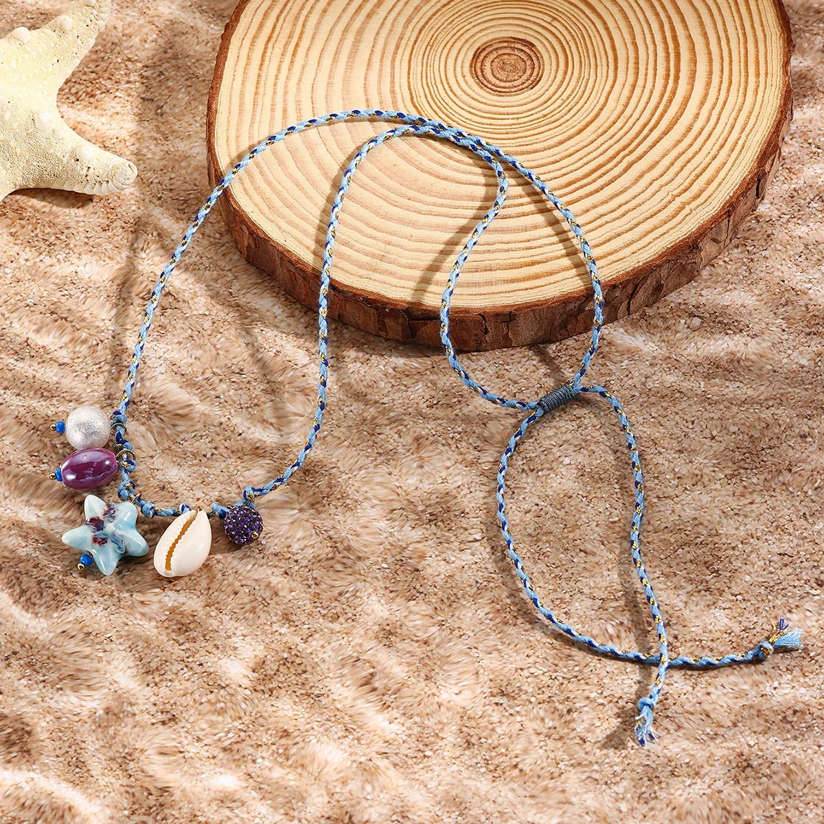 Summer Shell & Starfish Necklace for Kids Girls