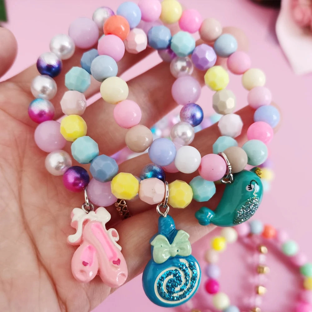 Cute Kids Bracelet Set – Unicorn & Hearts