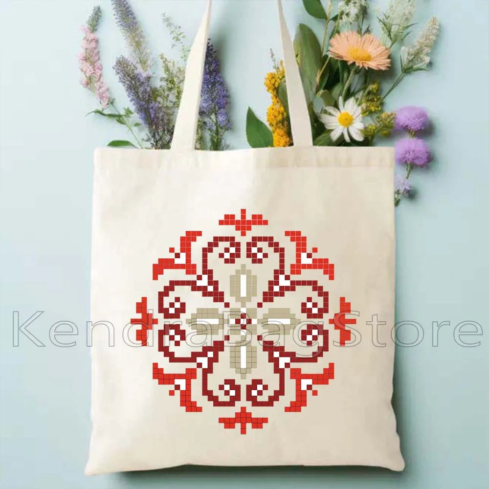 Palestinian Folk Embroidery Tatreez Art Cotton Shopper Handbag Jerusalem Palestine