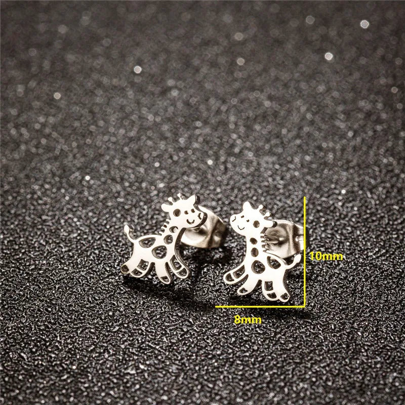 Small Giraffe Earrings Stainless Steel