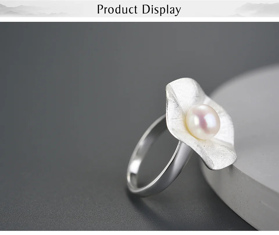Lotus Fun Real 925 Sterling Silver Natural Pearl Original Handmade Designer Fine Jewelry Fashion Leaf Rings for Women Gift 2022