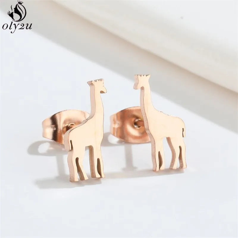 Small Giraffe Earrings Stainless Steel