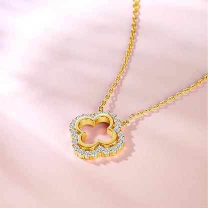Elegant Moissanite Clover Pendant – Gold Plated