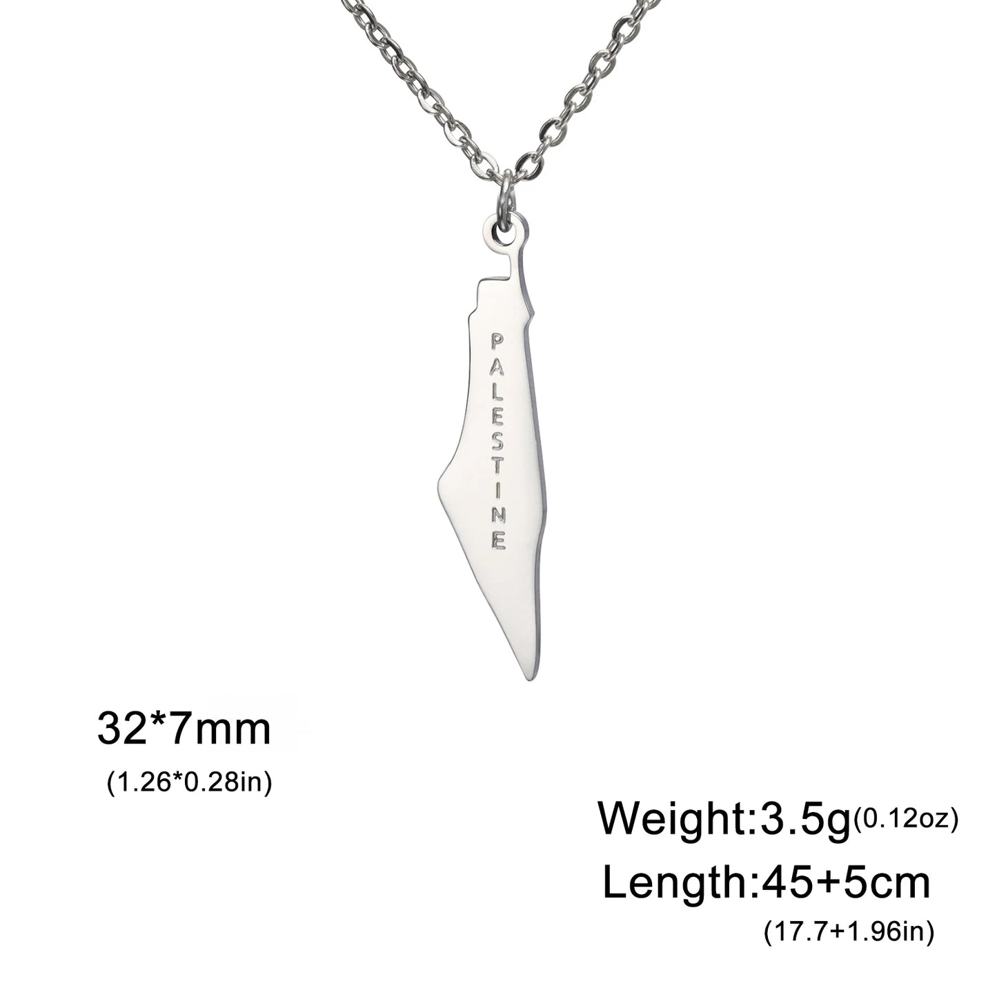 Palestine Map Pendant Necklaces Stainless Steel Women's Necklace