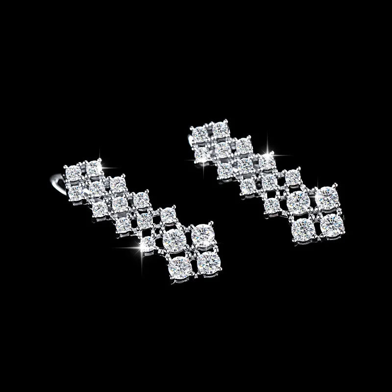 Luminous Harmony Moissanite 3-Piece Jewelry Set – 925 Silver Necklace, Ring &amp; Rhombus Earrings