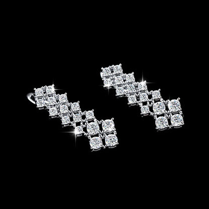Luminous Harmony Moissanite 3-Piece Jewelry Set – 925 Silver Necklace, Ring &amp; Rhombus Earrings