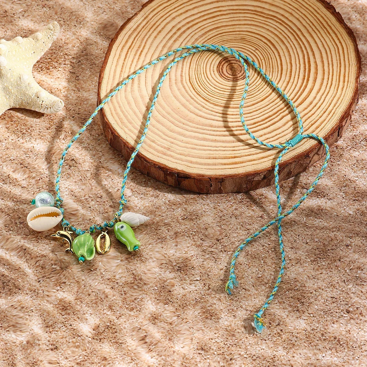 Summer Shell & Starfish Necklace for Kids Girls