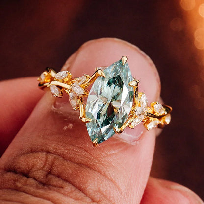 Emerald Waves Marquise Promise Ring