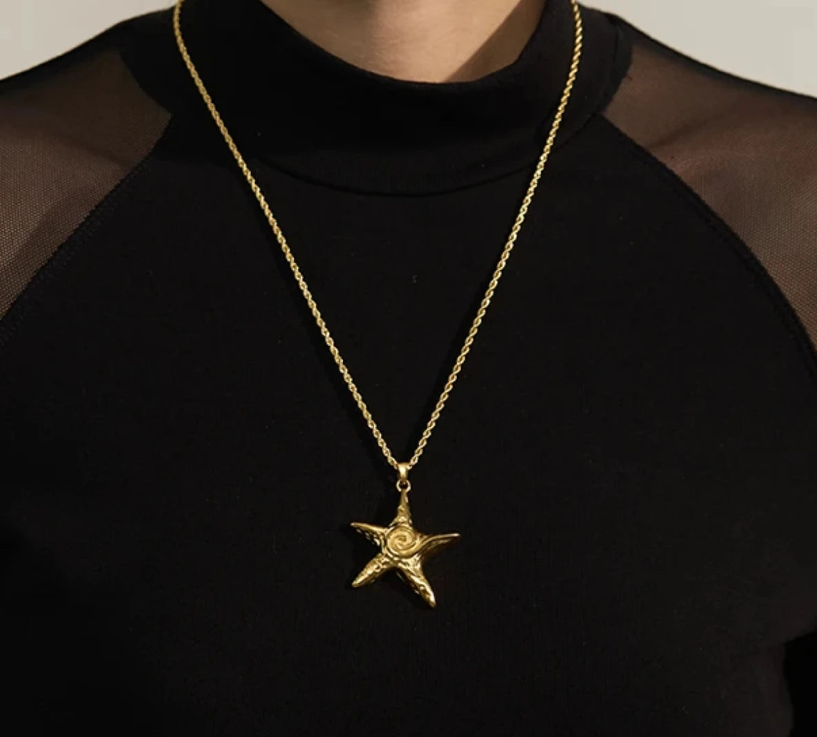 Stainless Steel Starfish CM Pendant Necklace