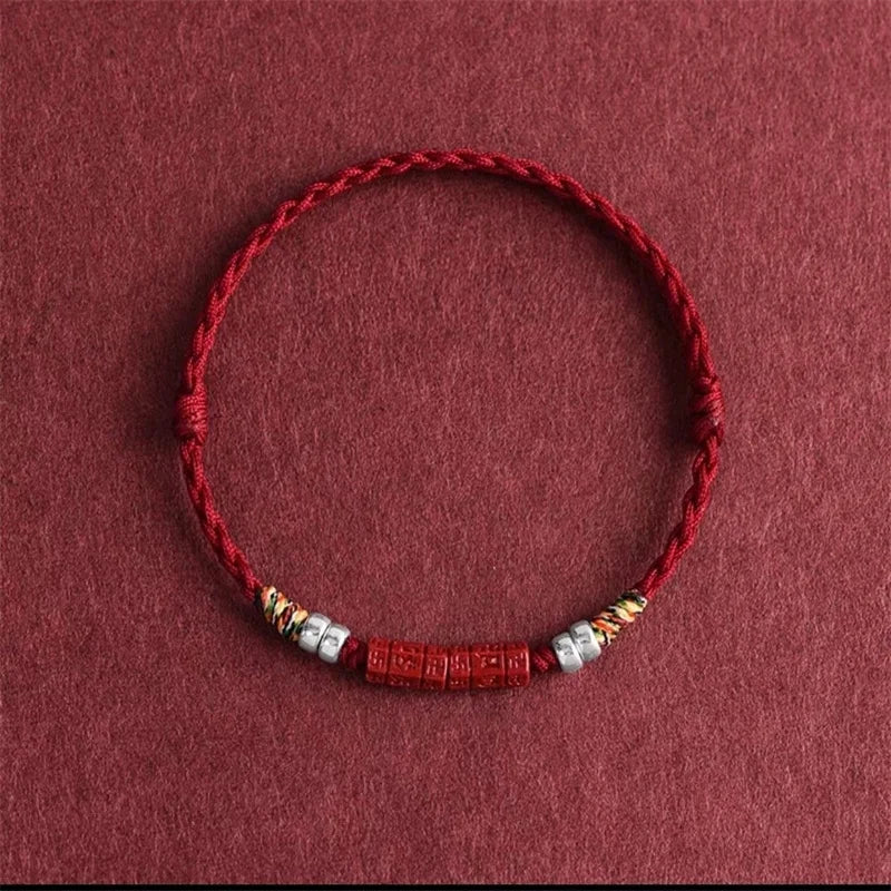 Handwoven Lucky Cinnabar Bangle