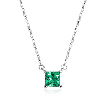 Emerald Grace 1CT Square Lab-Grown Emerald/Ruby Pendant Necklace