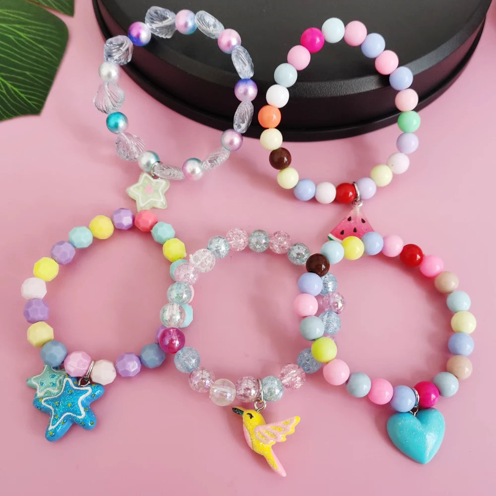Cute Kids Bracelet Set – Unicorn & Hearts