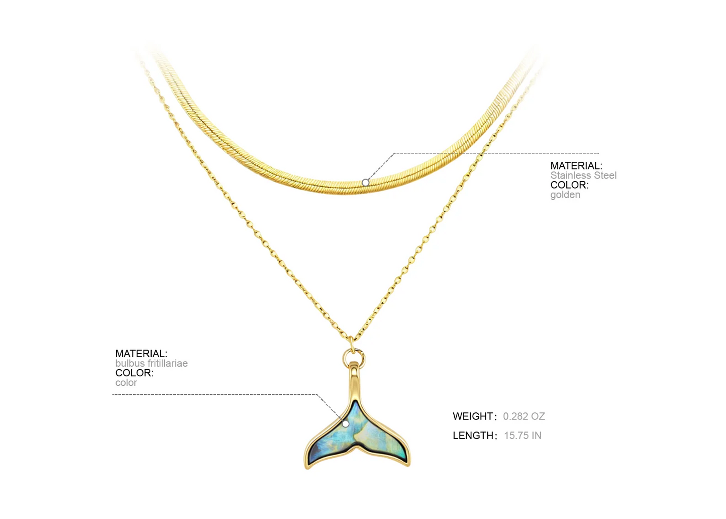 18K Gold Plated Dolphin Tail Necklace